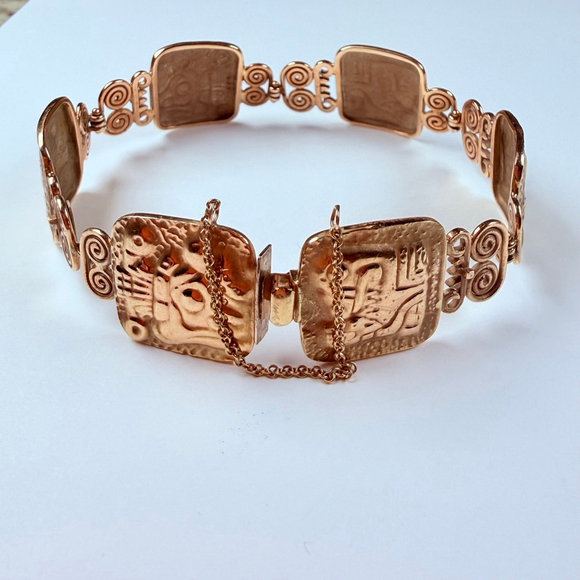 Estate 14K Solid Gold Brutalist Designer Roberto Pasino Bracelet MCM Italy - Picture 3 of 12